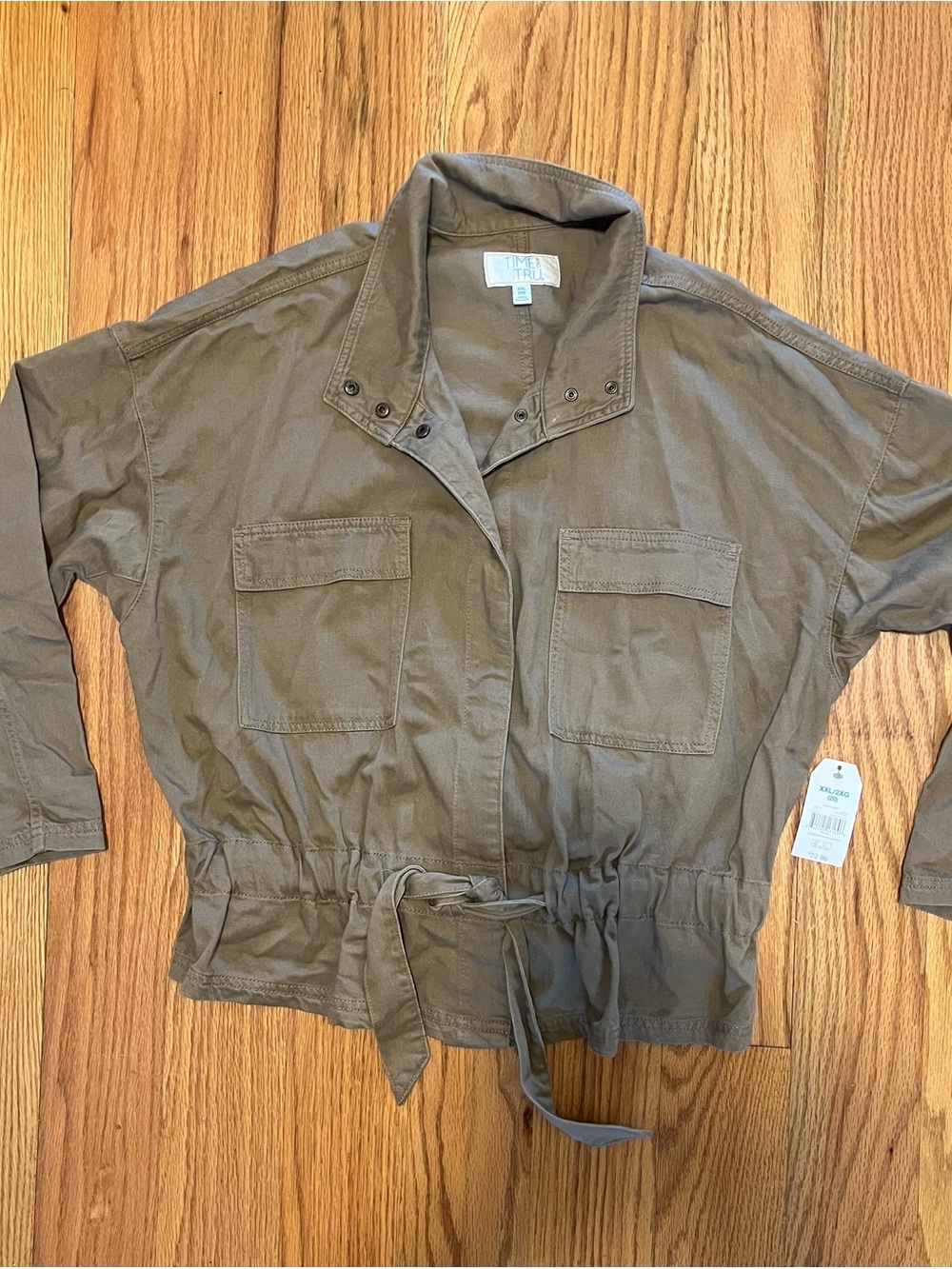 Time and Tru tan Utility Jacket with Drawstring Waist